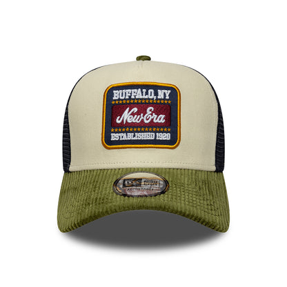 New Era 9FORTY A-Frame Trucker Cap - Patch Cord - Cremefarben-Olivgrün