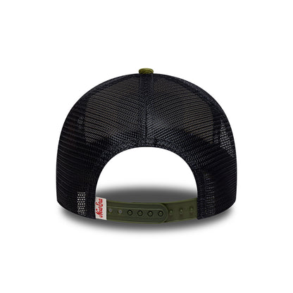 New Era 9FORTY A-Frame Trucker Cap - Patch Cord - Cremefarben-Olivgrün