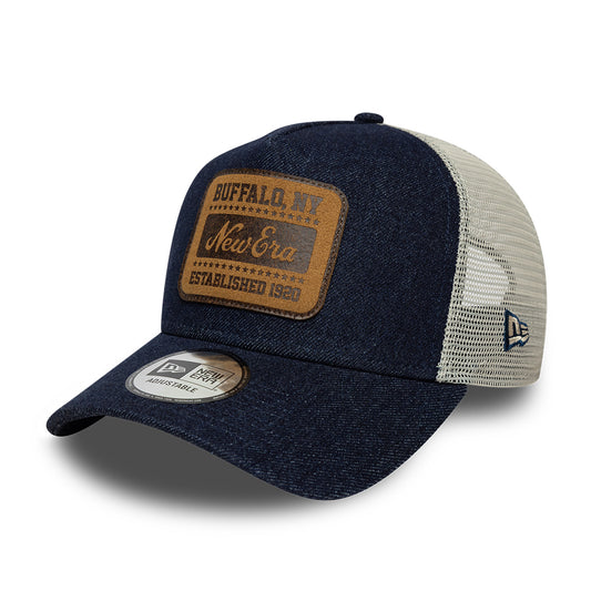 New Era 9FORTY A-Frame Trucker Cap - Patch Denim - Dunkelblau