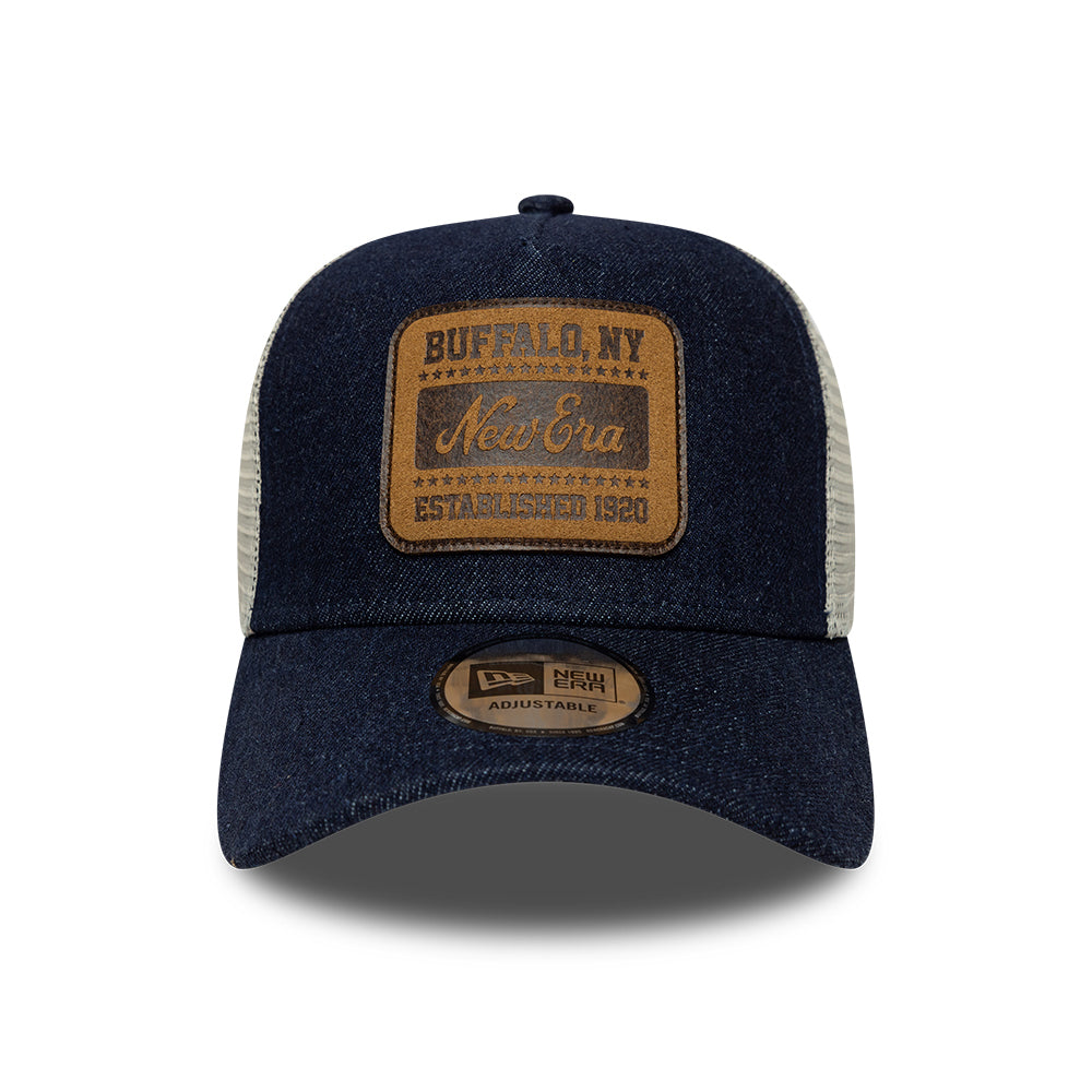 New Era 9FORTY A-Frame Trucker Cap - Patch Denim - Dunkelblau