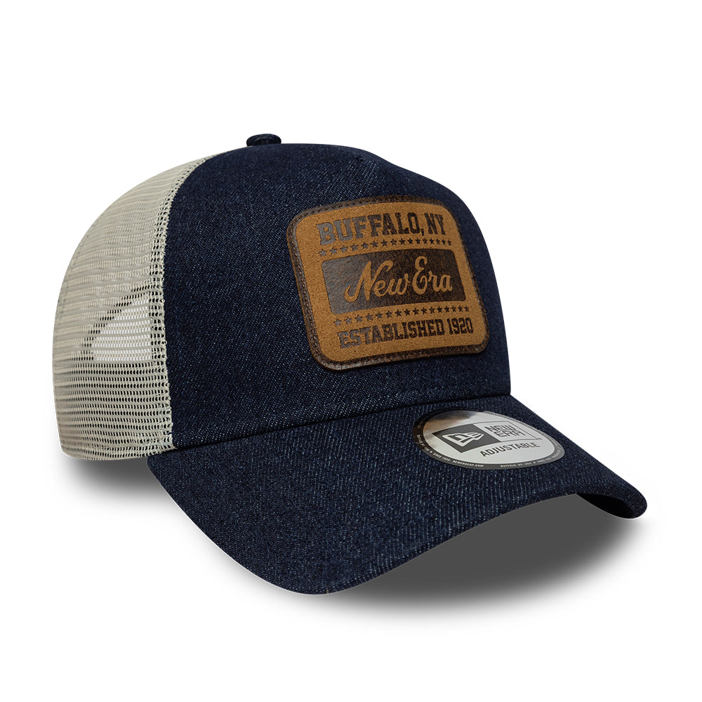 New Era 9FORTY A-Frame Trucker Cap - Patch Denim - Dunkelblau