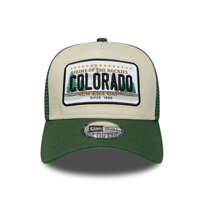 New Era 9FORTY A-Frame Colorado Trucker Cap - License Plate - Steingrau-Dunkelgrün