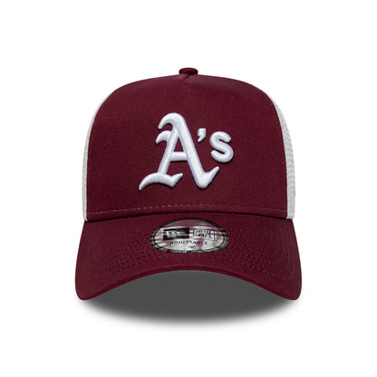 New Era 9FORTY A-Frame Athletics Trucker Cap - MLB League Essential - Burgunderrot-Weiß