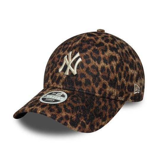 New Era Damen 9FORTY New York Yankees Baseball Cap - MLB Cosy Leopard - Tiefbraun