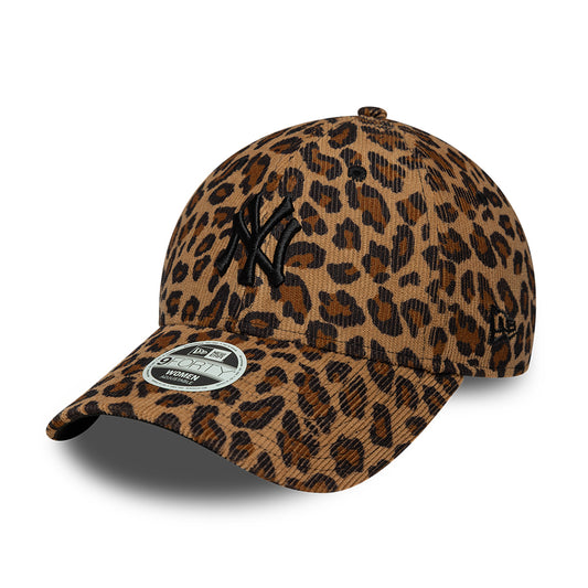 New Era Damen 9FORTY New York Yankees Baseball Cap - MLB Leopard Cord - Kamel-Schwarz