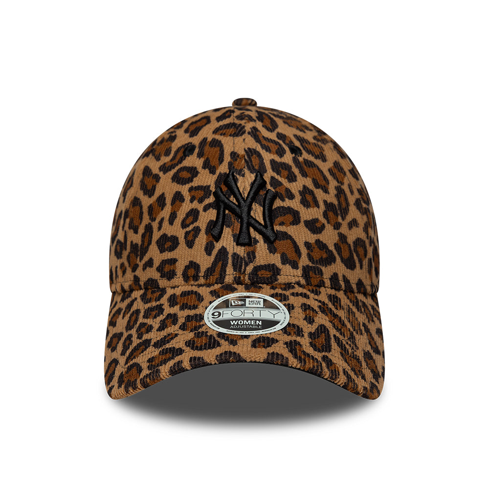 New Era Damen 9FORTY New York Yankees Baseball Cap - MLB Leopard Cord - Kamel-Schwarz