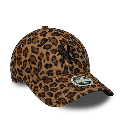 New Era Damen 9FORTY New York Yankees Baseball Cap - MLB Leopard Cord - Kamel-Schwarz
