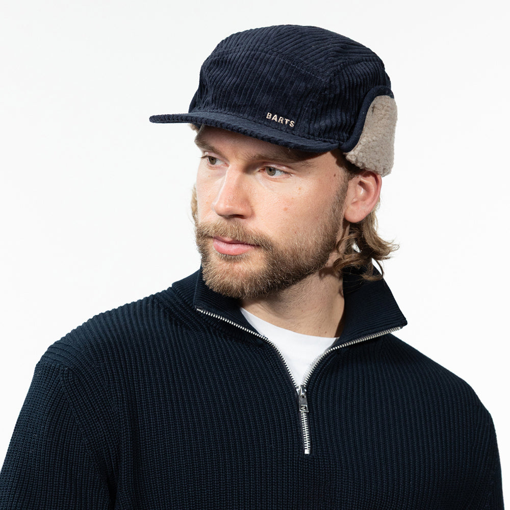 Barts Rayner Kord 5 Paneelen Cap mit Ohrenklappen - Dunkles Marineblau