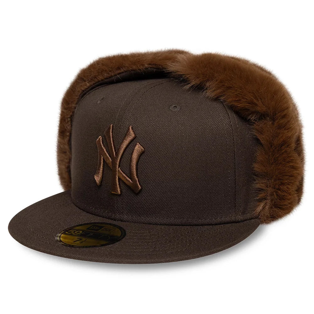 New Era 59FIFTY New York Yankees Baseball Cap mit Ohrenklappen - MLB World Series Dogear - Braun