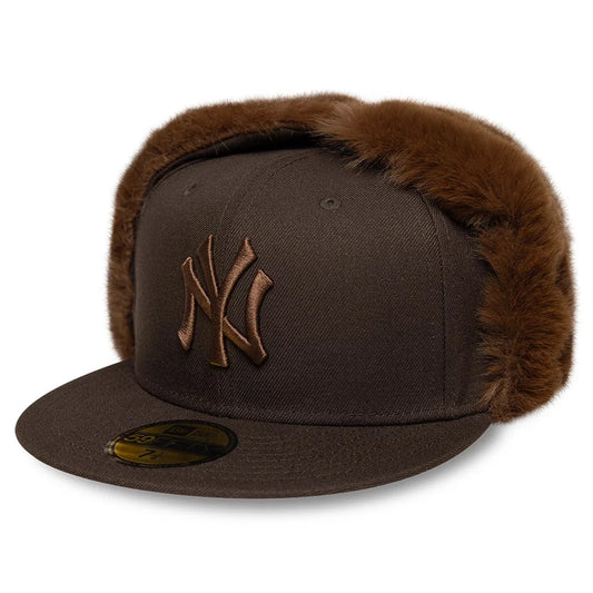 New Era 59FIFTY New York Yankees Baseball Cap mit Ohrenklappen - MLB World Series Dogear - Braun