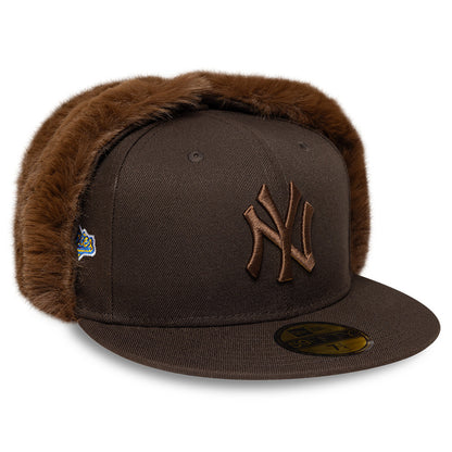 New Era 59FIFTY New York Yankees Baseball Cap mit Ohrenklappen - MLB World Series Dogear - Braun