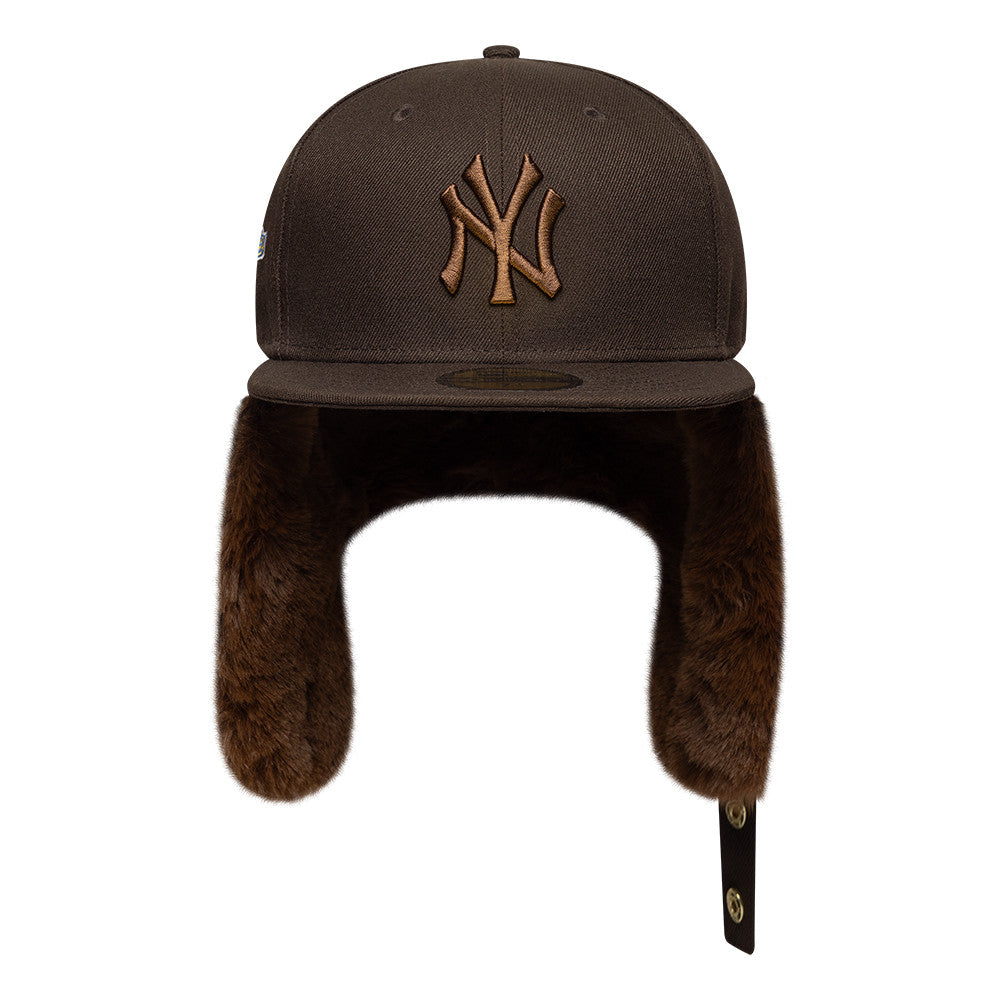 New Era 59FIFTY New York Yankees Baseball Cap mit Ohrenklappen - MLB World Series Dogear - Braun