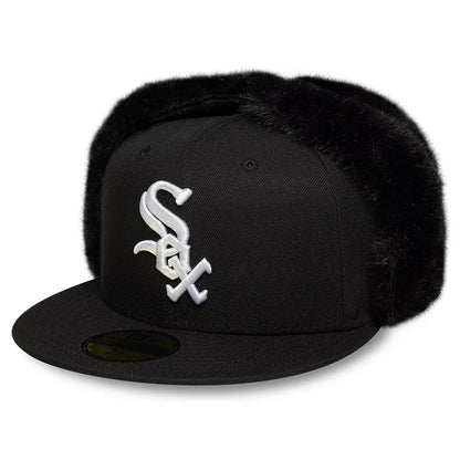 New Era 59FIFTY Chicago White Sox Baseball Cap mit Ohrenklappen - MLB World Series Dogear - Schwarz-Weiß