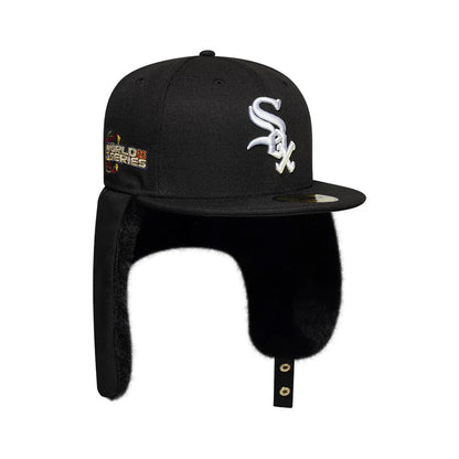 New Era 59FIFTY Chicago White Sox Baseball Cap mit Ohrenklappen - MLB World Series Dogear - Schwarz-Weiß