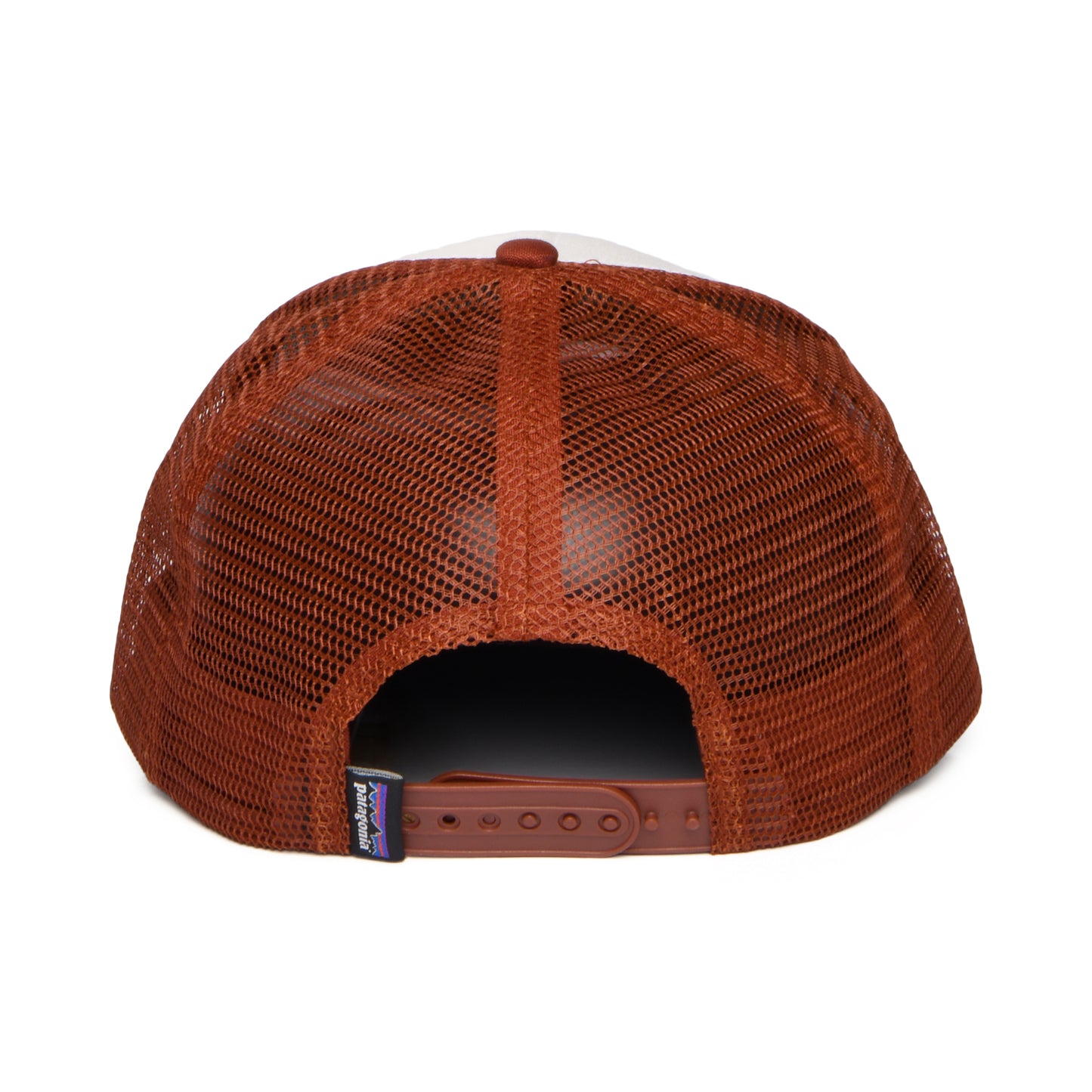 Patagonia P-6 Logo Trucker Cap aus organischer Baumwolle - Weiß-Rostrot