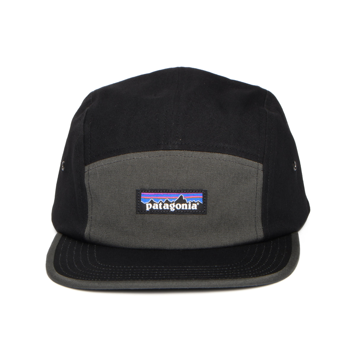 Patagonia P-6 Label Graphic Maclure 5 Paneelen Cap aus organischer Baumwolle - Schwarz-Grau