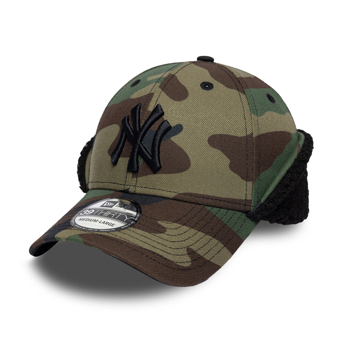 New Era 39THIRTY New York Yankees Baseball Cap - MLB Down Flap - Tarnfarben-Schwarz