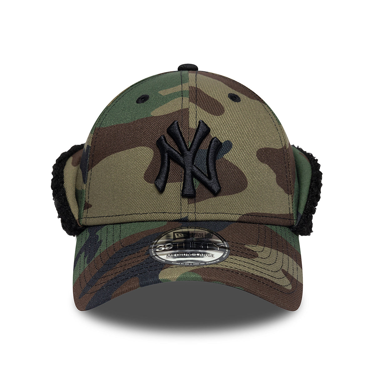 New Era 39THIRTY New York Yankees Baseball Cap - MLB Down Flap - Tarnfarben-Schwarz