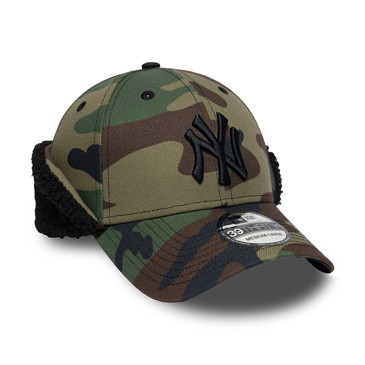 New Era 39THIRTY New York Yankees Baseball Cap - MLB Down Flap - Tarnfarben-Schwarz