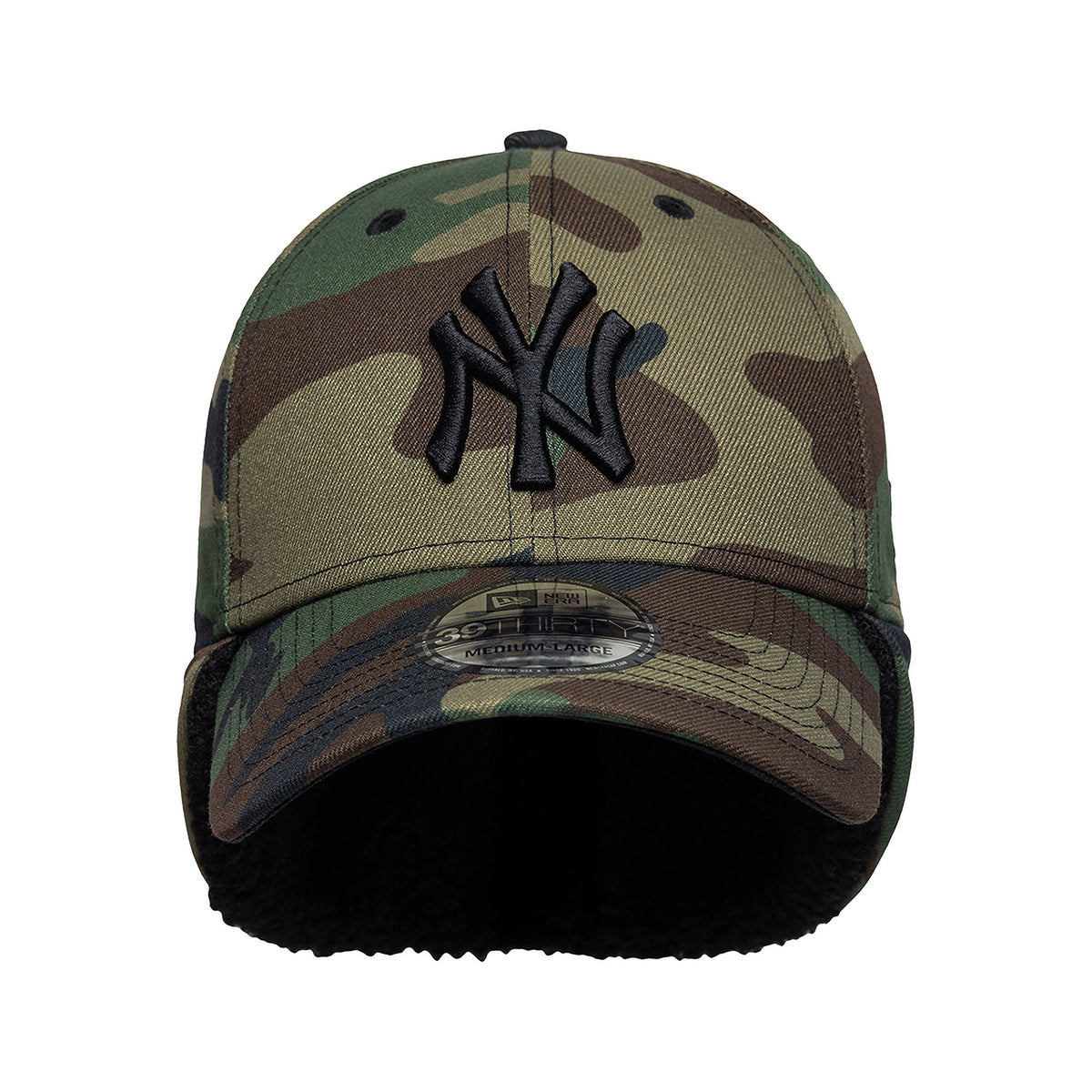 New Era 39THIRTY New York Yankees Baseball Cap - MLB Down Flap - Tarnfarben-Schwarz