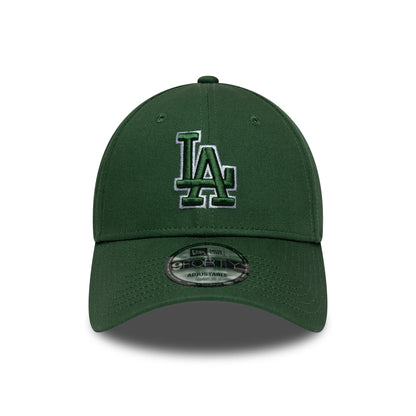 New Era 9FORTY L.A. Dodgers Baseball Cap - MLB Team Outline - Dunkelgrün-Weiß