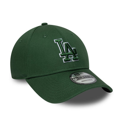 New Era 9FORTY L.A. Dodgers Baseball Cap - MLB Team Outline - Dunkelgrün-Weiß