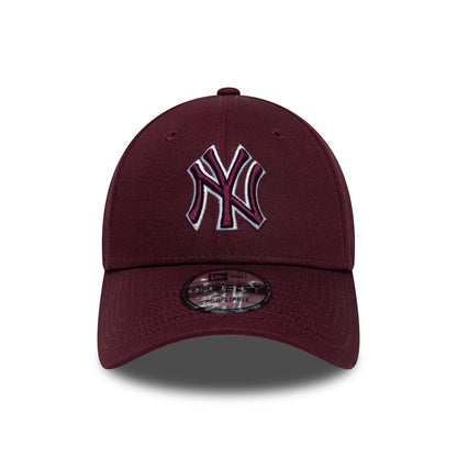New Era 9FORTY New York Yankees Baseball Cap - MLB Team Outline - Kastanienbraun-Weiß