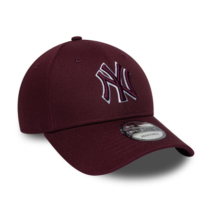 New Era 9FORTY New York Yankees Baseball Cap - MLB Team Outline - Kastanienbraun-Weiß