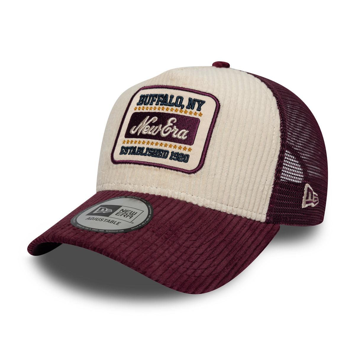 New Era 9FORTY A-Frame Trucker Cap - Cord Visor - Steingrau-Kastanienbraun