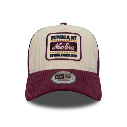 New Era 9FORTY A-Frame Trucker Cap - Cord Visor - Steingrau-Kastanienbraun