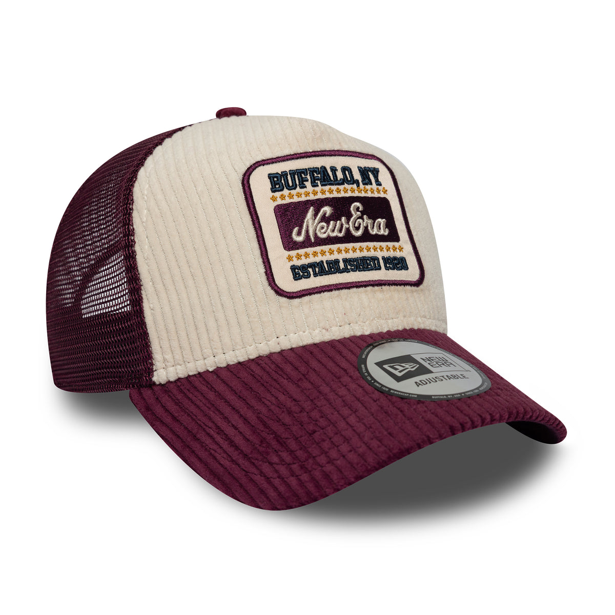 New Era 9FORTY A-Frame Trucker Cap - Cord Visor - Steingrau-Kastanienbraun
