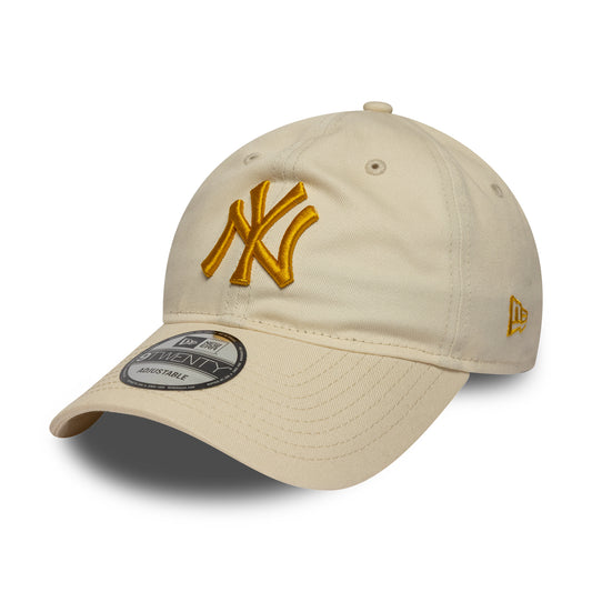 New Era 9TWENTY New York Yankees Baseball Cap - MLB League Essential - Cremefarben-Honig