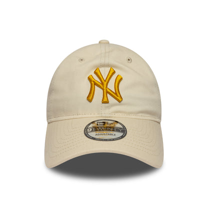 New Era 9TWENTY New York Yankees Baseball Cap - MLB League Essential - Cremefarben-Honig