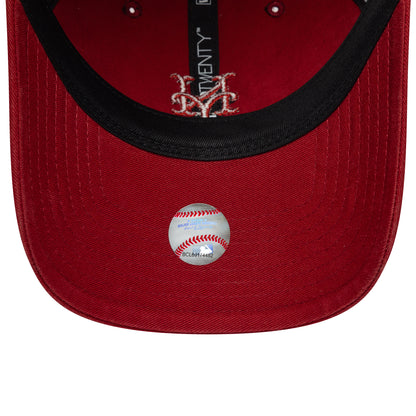 New Era 9TWENTY New York Mets Baseball Cap - MLB Washed Midi Logo - Tiefrot