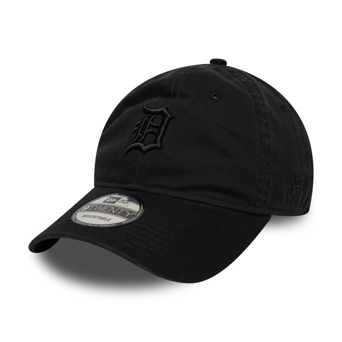 New Era 9TWENTY Detroit Tigers Baseball Cap - MLB Washed Midi Logo - Schwarz auf Schwarz