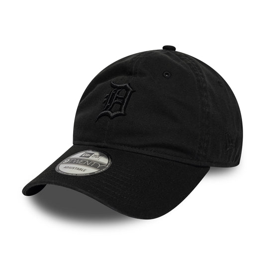 New Era 9TWENTY Detroit Tigers Baseball Cap - MLB Washed Midi Logo - Schwarz auf Schwarz
