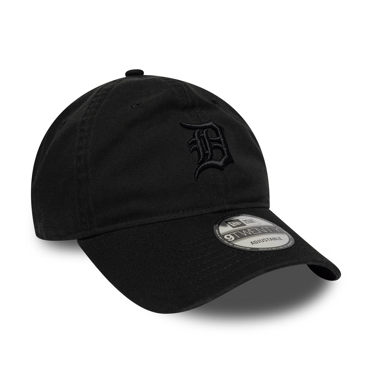 New Era 9TWENTY Detroit Tigers Baseball Cap - MLB Washed Midi Logo - Schwarz auf Schwarz