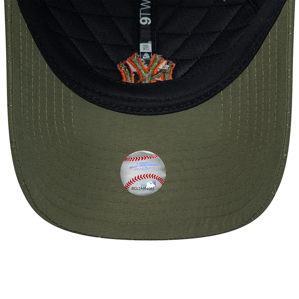 New Era 9TWENTY New York Yankees Baseball Cap - MLB Padded Outline - Olivgrün-Orange