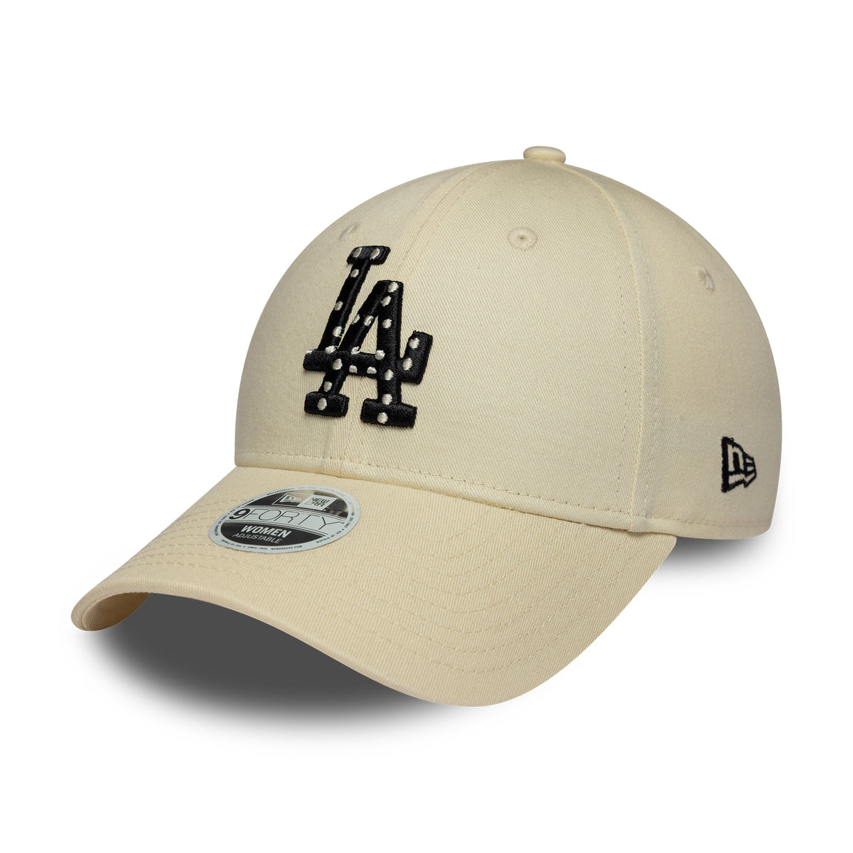 New Era Damen 9FORTY L.A. Dodgers Baseball Cap - MLB Polka Dot Infill - Cremefarben-Schwarz