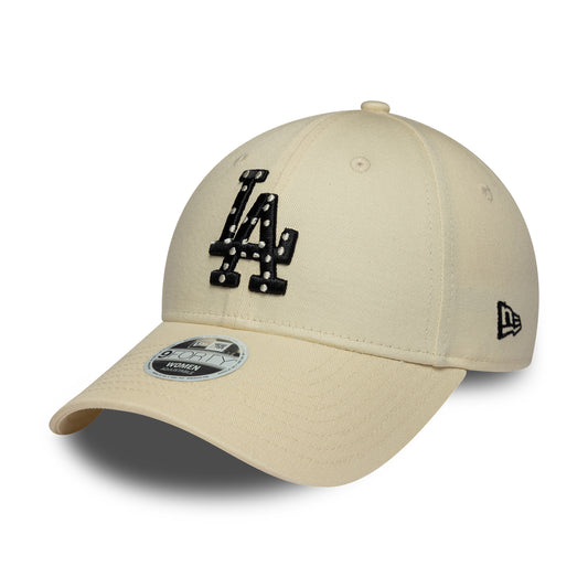 New Era Damen 9FORTY L.A. Dodgers Baseball Cap - MLB Polka Dot Infill - Cremefarben-Schwarz