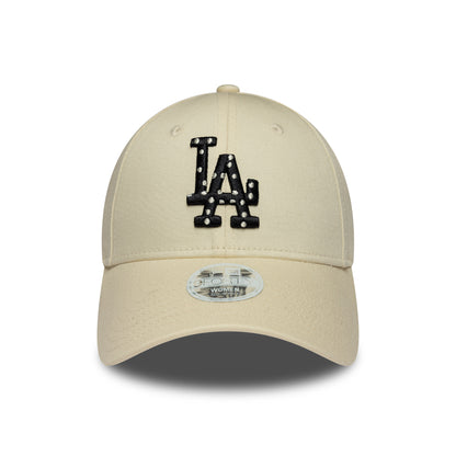 New Era Damen 9FORTY L.A. Dodgers Baseball Cap - MLB Polka Dot Infill - Cremefarben-Schwarz