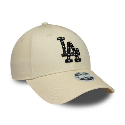 New Era Damen 9FORTY L.A. Dodgers Baseball Cap - MLB Polka Dot Infill - Cremefarben-Schwarz