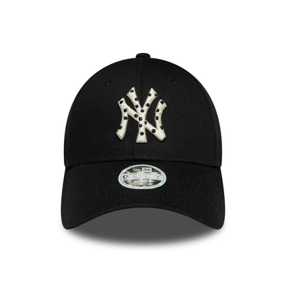 New Era Damen 9FORTY New York Yankees Baseball Cap - MLB Polka Dot Infill - Schwarz-Creme
