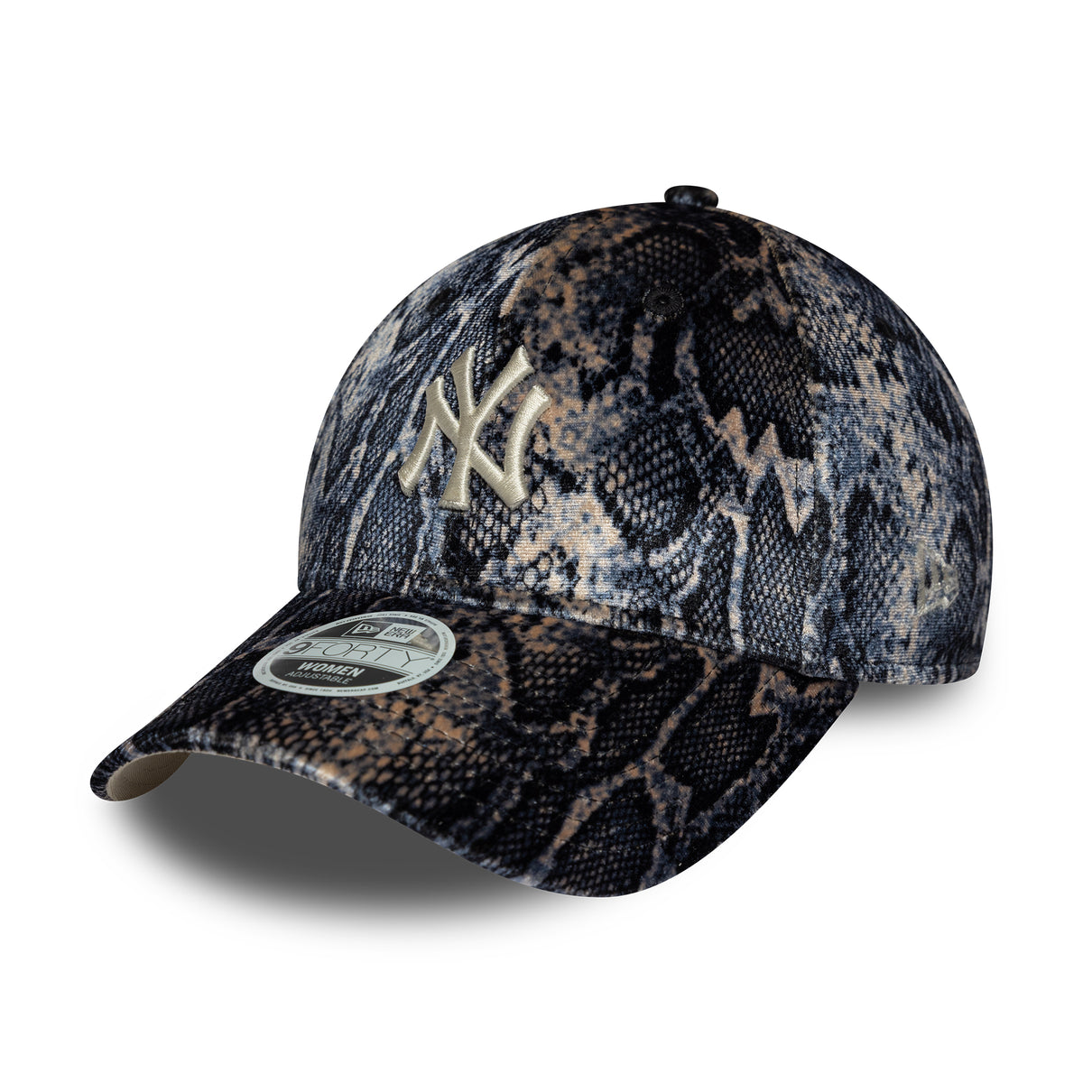 New Era Damen 9FORTY New York Yankees Baseball Cap - MLB Snake Print - Schwarz-Beige