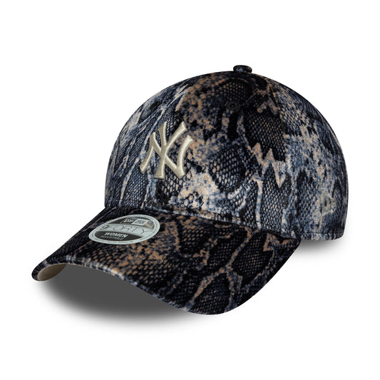 New Era Damen 9FORTY New York Yankees Baseball Cap - MLB Snake Print - Schwarz-Beige