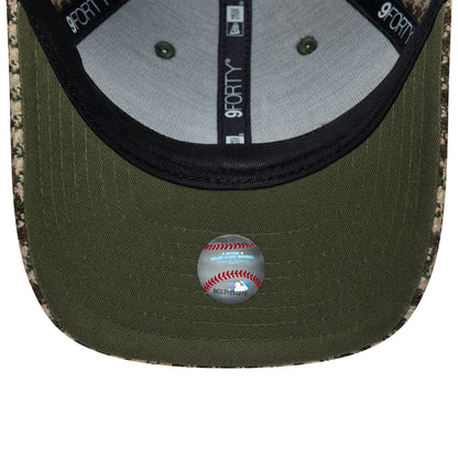 New Era Damen 9FORTY M-Crown L.A. Dodgers Baseball Cap - MLB Houndstooth - Kamel-Olivgrün