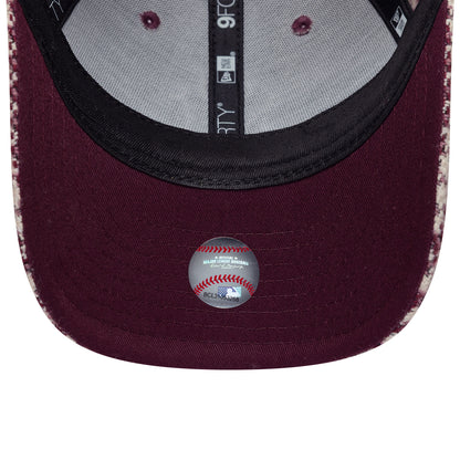 New Era Damen 9FORTY M-Crown New York Yankees Baseball Cap - MLB Houndstooth - Cremefarben-Burgunderrot