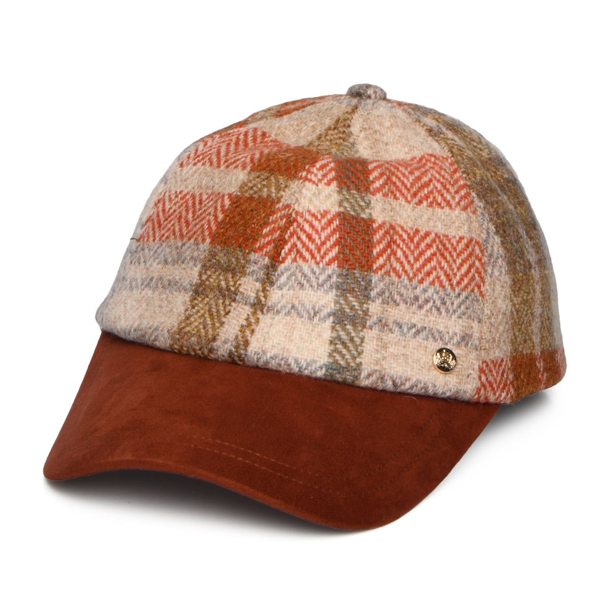 Failsworth Damen HARRIS TWEED Baseball Cap - Rostrot-Hellbeige