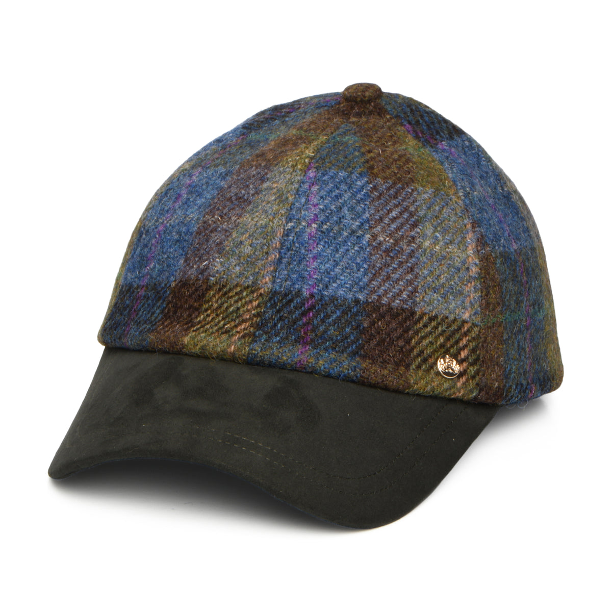 Failsworth Damen HARRIS TWEED Baseball Cap - Moosgrün-Blau