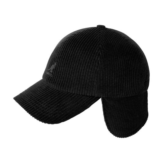 Kangol Cozy Kord Baseball Cap mit Ohrenklappen - Schwarz